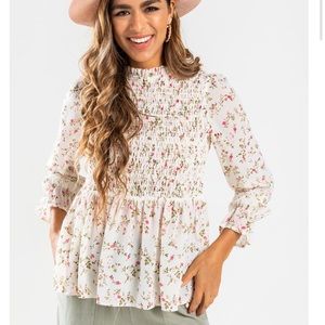 Floral Smocked House Blouse